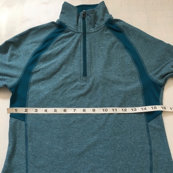 Champion Duo Dry  1/4 Zip Long Sleeve Grayish Green Blue  Activewear Top Size XS - Picture 7 of 16